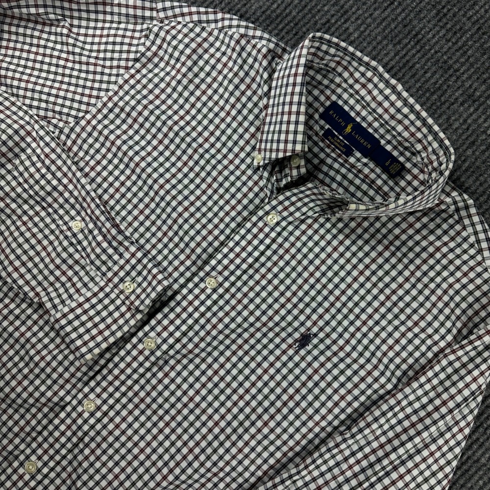 Ralph Lauren Mens Slim Fit Performance Check Button Down Shirt Large Multi Color